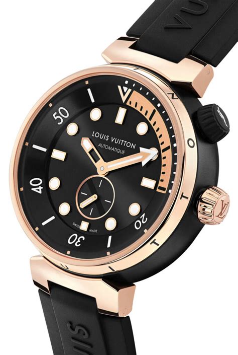 louis vuitton tambour street diver black white. size|louis vuitton tambour watch.